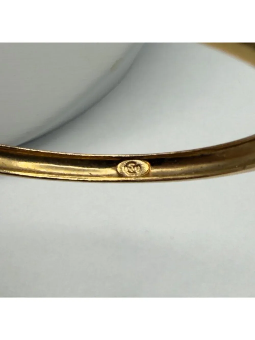 Vintage Gold Tone Pave Rhinestone Hinged Bangle Bracelet Modernist Classic